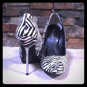 Sexy Zebra Print Stilettos with Silver Heel